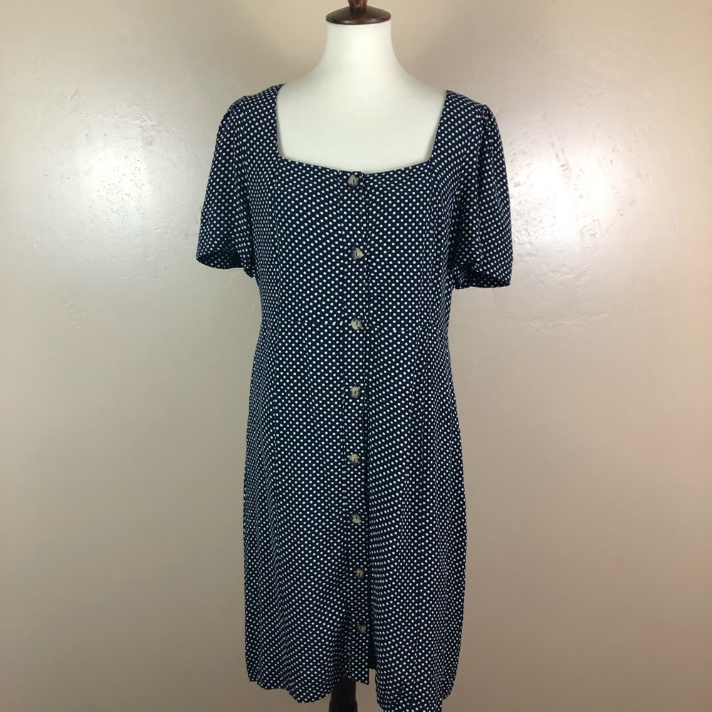 Anthro Maeve Cecile Polka Dot Dress Blue Size 16